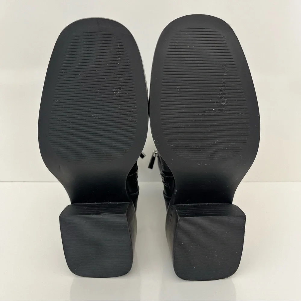 STEVE MADDEN Ruthy Block Heel Leather Boots in Black NEW - Picture 13 of 13